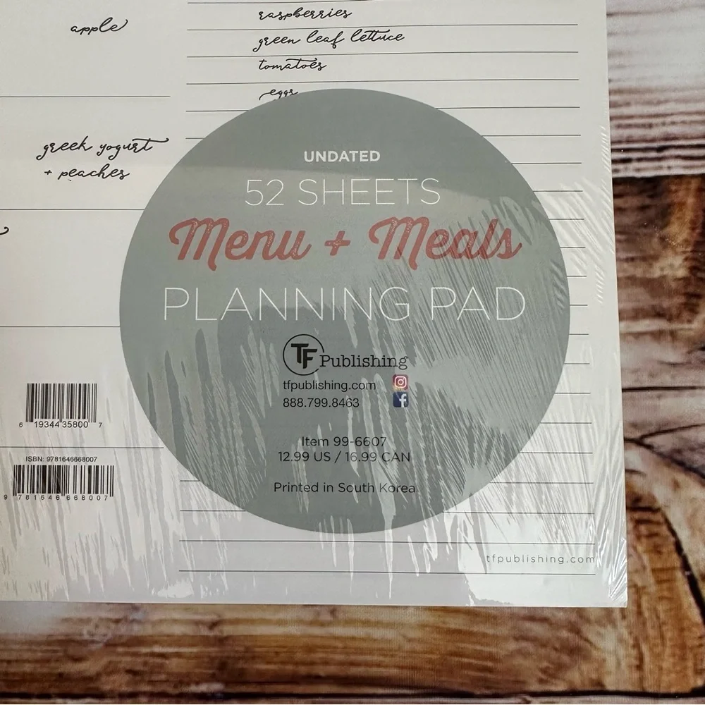 TF Publishing Menu/List/Planning Organization Notebook  Planner 3 Piece Bundle